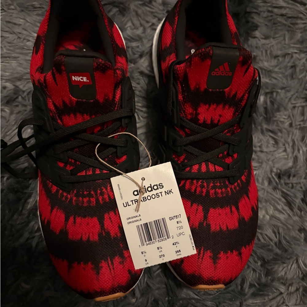 adidas Red and Black Knit Running Shoes